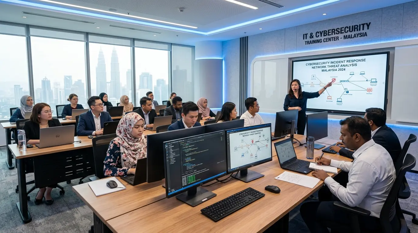 Malaysian learners attending CompTIA IT and Cybersecurity class under PERKESO EIS training at Thulija Technologies